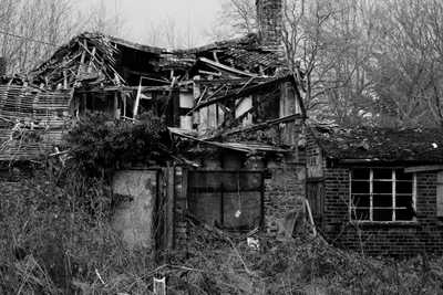 collapsed house